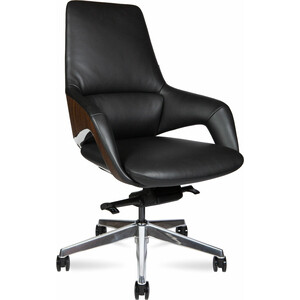 фото Офисное кресло norden шопен lb fk 0005-b black leather черная кожа / алюминий крестовина