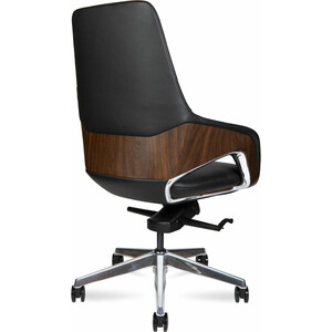 Офисное кресло NORDEN Шопен LB FK 0005-B black leather черная кожа / алюминий крестовина