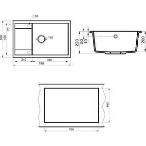 Кухонная мойка и смеситель Point Велета 78 с дозатором, графит (PN3002GR, PN3102GR, PN3201GR)