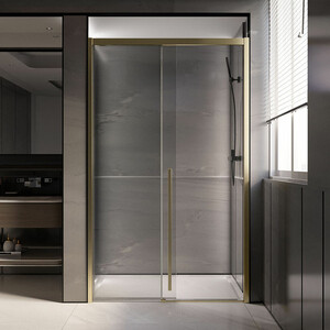 Душевая дверь Veconi Premium Trento PTD-30G 140х200 прозрачная, брашированное золото (PTD30-G-140-01-C4)