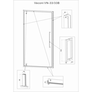Душевая дверь Veconi Vianno VN-33 90x195 прозрачная, хром (VN33-90-01-C7)