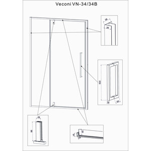 Душевая дверь Veconi Vianno VN-34 120x195 прозрачная, хром (VN34-120-01-C7)