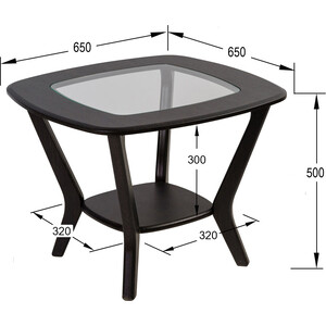 Стол журнальный Мебелик Мельбурн со стеклом венге/венге (П0002672)