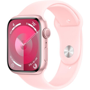 Смарт-часы Apple Watch Series 9 A2980 45мм OLED корп.розовый Sport Band рем.светло-розовый разм.брасл.:140-190мм (MR9G3LL/A)
