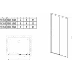 Душевая дверь Vincea Soft 140х195 прозрачная, черная (VDS-3SO140CLB)