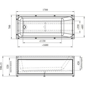 Акриловая ванна Radomir Дижон 170х70 с каркасом и фронтальной панелью