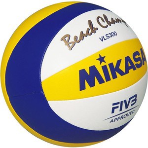 фото Мяч для пляжного волейбола mikasa vls300 beach champ, размер 5, цвет бел-син-жел