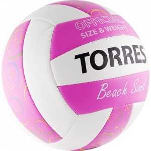 фото Мяч волейбольный torres любительский (для пляжа) beach sand pink арт. v30085b, размер 5, бело-розово-мультиколор
