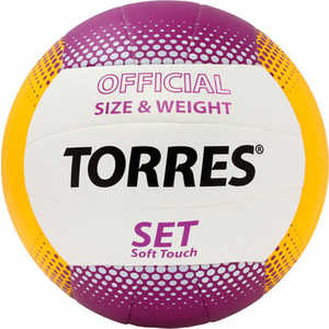 фото Мяч волейбольный torres любительский set арт. v30045, размер 5, бело-желто-фиолетовый