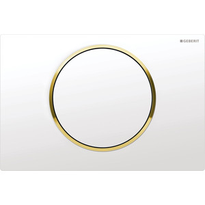 фото Кнопка смыва geberit sigma 10 белая, декоративное кольцо золото (115.758.kk.5)