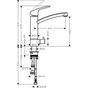 Смеситель для кухни Hansgrohe Focus с запорным вентилем, хром (31803000)