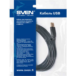 Кабель для принтера Sven USB 2.0 Pro Am-Bm 3m (OO459)