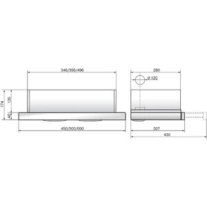 Вытяжка встраиваемая Elikor Интегра 60П-400-В2Л белый/нержавеющая сталь
