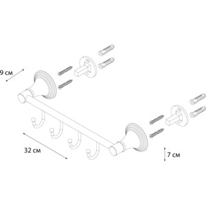 Планка с 4 крючками Fixsen Luksor (FX-71605-4B)