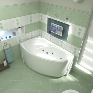 Акриловая ванна BAS Фэнтази 150х90 левая, с каркасом, фронтальная панель (В 00040, Э 00040)