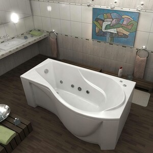 фото Акриловая ванна bas капри 170х95 правая, с каркасом, фронтальная панель (в 00016, э 00016)