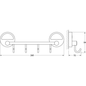 Планка с 4 крючками FBS Luxia 25 см, хром (LUX 025)