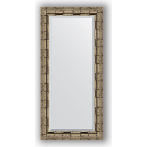 Зеркало с фацетом в багетной раме поворотное Evoform Exclusive 53x113 см, серебряный бамбук 73 мм (BY 1146)