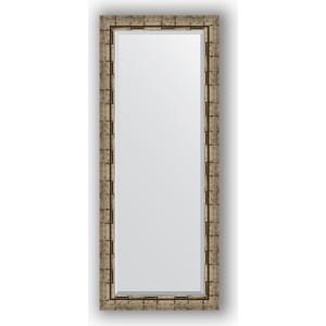 Зеркало с фацетом в багетной раме поворотное Evoform Exclusive 58x143 см, серебряный бамбук 73 мм (BY 1166)