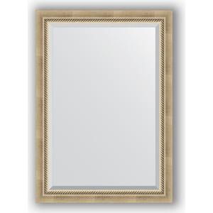 Зеркало с фацетом в багетной раме поворотное Evoform Exclusive 73x103 см, состаренное серебро с плетением 70 мм (BY 1192)