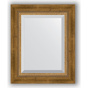 Зеркало с фацетом в багетной раме Evoform Exclusive 43x53 см, состаренное бронза с плетением 70 мм (BY 3354)