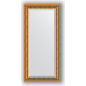 Зеркало с фацетом в багетной раме поворотное Evoform Exclusive 53x113 см, состаренное золото с плетением 70 мм (BY 3483)