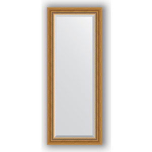 Зеркало с фацетом в багетной раме поворотное Evoform Exclusive 53x133 см, состаренное золото с плетением 70 мм (BY 3509)