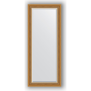 Зеркало с фацетом в багетной раме поворотное Evoform Exclusive 58x143 см, состаренное золото с плетением 70 мм (BY 3535)