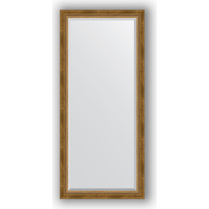Зеркало с фацетом в багетной раме поворотное Evoform Exclusive 73x163 см, состаренное бронза с плетением 70 мм (BY 3588)