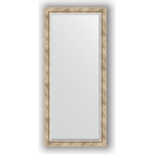 Зеркало с фацетом в багетной раме поворотное Evoform Exclusive 73x163 см, прованс с плетением 70 мм (BY 3589)