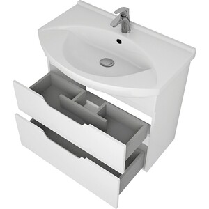 Мебель для ванной Dreja Laguna Plus 75 с ящиками, белый глянец