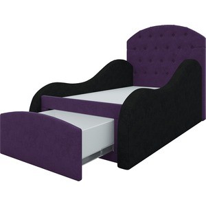 Детская кровать АртМебель Майя микровельвет фиолетово-черный