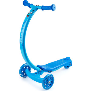 фото Самокат 3-х колесный zycom с изогнутой ручкой и светящимися колесами zipster синий (1149140/цв 1149153)