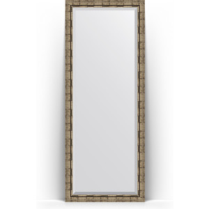 Зеркало напольное с фацетом Evoform Exclusive Floor 78x198 см, в багетной раме - серебряный бамбук 73 мм (BY 6107)