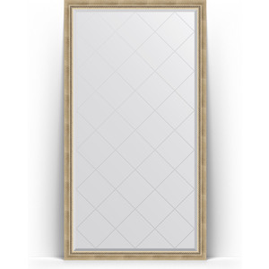 Зеркало напольное с гравировкой Evoform Exclusive-G Floor 108x198 см, в багетной раме - состаренное серебро с плетением 70 мм (BY 6342)