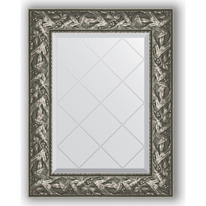 Зеркало с гравировкой поворотное Evoform Exclusive-G 59x76 см, в багетной раме - византия серебро 99 мм (BY 4028)
