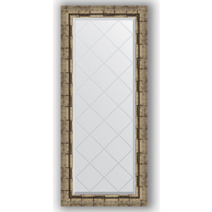 Зеркало с гравировкой поворотное Evoform Exclusive-G 53x123 см, в багетной раме - серебряный бамбук 73 мм (BY 4050)