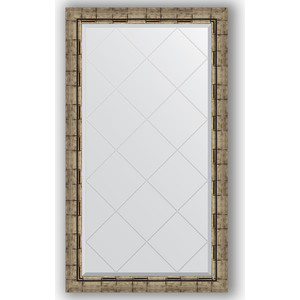 Зеркало с гравировкой поворотное Evoform Exclusive-G 73x128 см, в багетной раме - серебряный бамбук 73 мм (BY 4222)