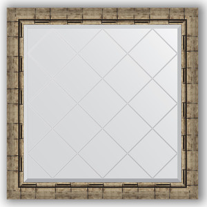 Зеркало с гравировкой Evoform Exclusive-G 83x83 см, в багетной раме - серебряный бамбук 73 мм (BY 4308)