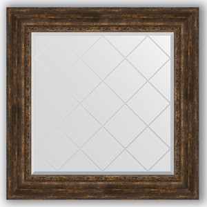 Зеркало с гравировкой Evoform Exclusive-G 92x92 см, в багетной раме - состаренное дерево с орнаментом 120 мм (BY 4344)