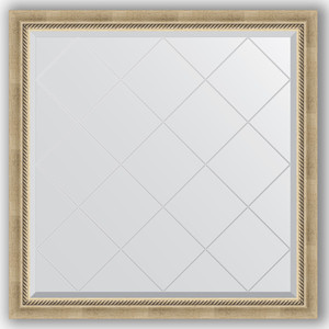 Зеркало с гравировкой Evoform Exclusive-G 103x103 см, в багетной раме - состаренное серебро с плетением 70 мм (BY 4433)