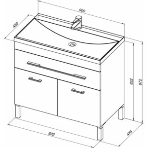 Мебель для ванной Aquanet Верона 90 с дверцами и ящиком, белый