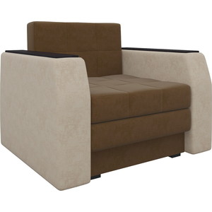 Кресло-кровать АртМебель Атлант микровельвет коричнево-бежевый