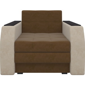 Кресло-кровать АртМебель Атлант микровельвет коричнево-бежевый
