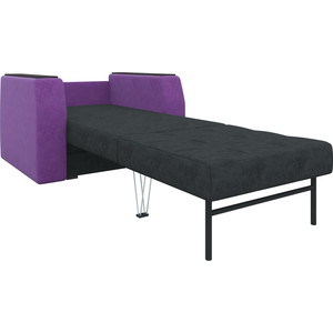 Кресло-кровать АртМебель Атлант микровельвет черно-фиолетовый
