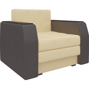 Кресло-кровать АртМебель Атлант эко-кожа бежево-коричневый