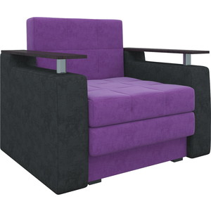 Кресло-кровать АртМебель Комфорт микровельвет фиолетово-черный