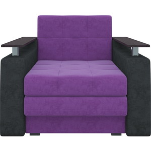 Кресло-кровать АртМебель Комфорт микровельвет фиолетово-черный