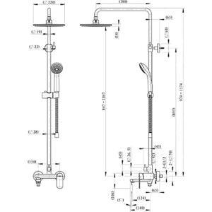 Душевая система Bravat Opal R со смесителем, хром (F6125183CP-A2-RUS / F6125183CP-A6-RUS)