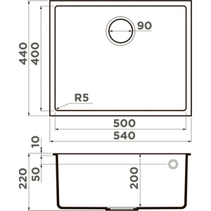 Кухонная мойка Omoikiri Bosen 54-U BL с измельчителем, черная (4993161, 4995060)